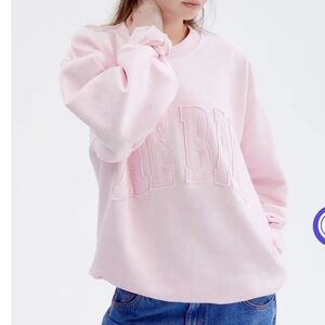 THE BAR HERITAGE VARSITY SWEATSHIRT BLUSH PINK sz L NWOT